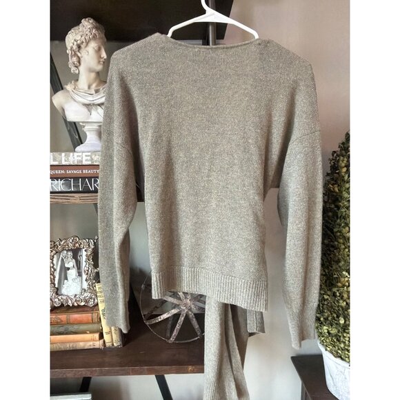 SIMKHAI Anna Cashmere Wrap Sweater GRAY SAGE GREEN Womens Size XS - Picture 8 of 11